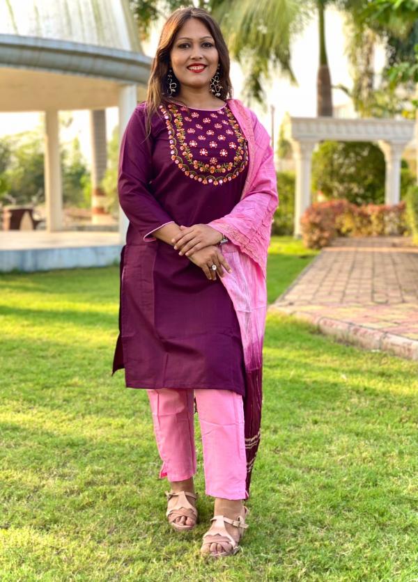 Sophia 102 Fancy Cotton Designer Kurti With Bottom Dupatta Collection